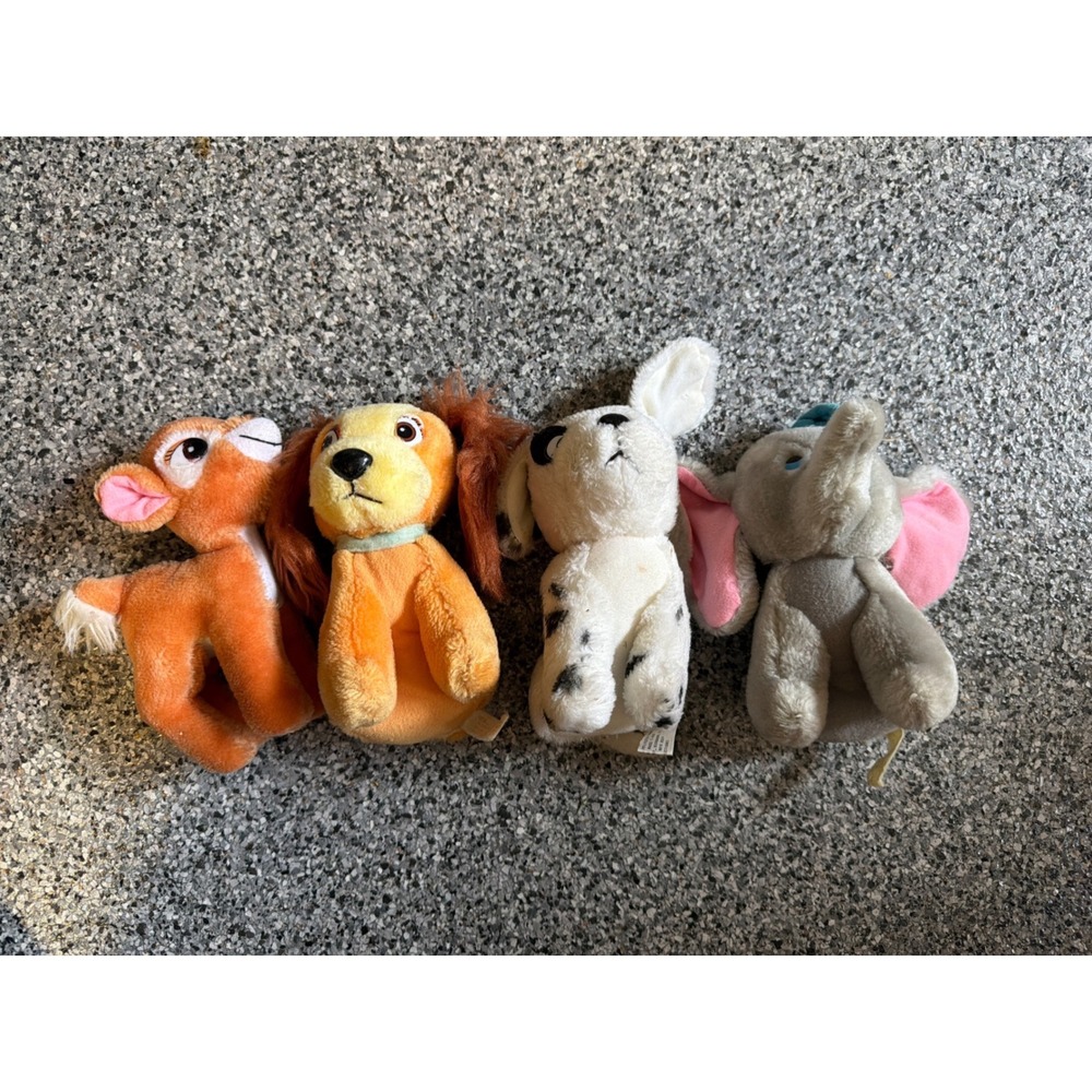 Disney‎ Bean Bag Plush Lot Bambi Lady 101 Dalmatians Dumbo Small Stuffed Animals